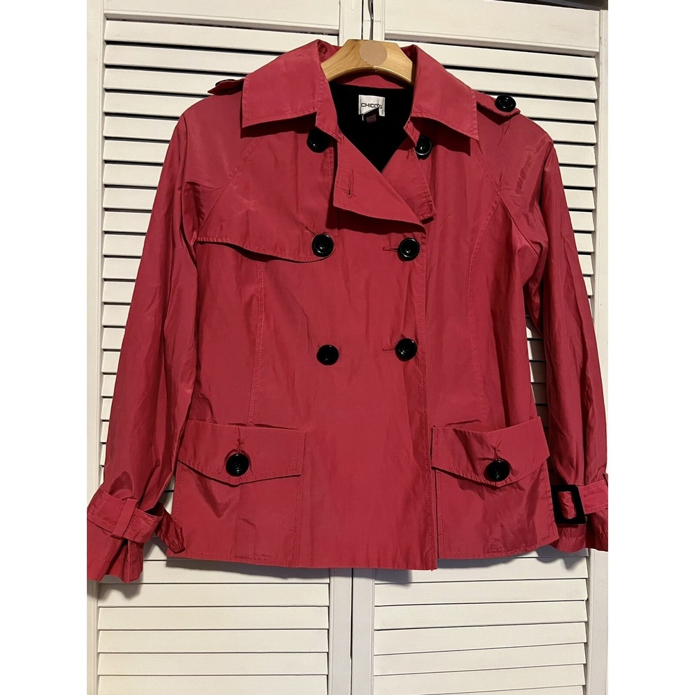 CHICO'S Size 1 Women's Size Medium Jacket Peacoat Pink Fall Spring Coat
